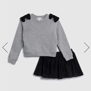 NWT Splendid Grey Sweatshirt and Black Skirt Set